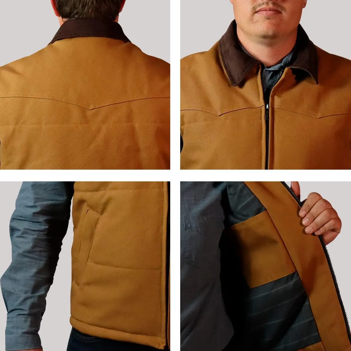 | Men's Heavy-Duty Thermal Canvas Vest for Outdoor Use