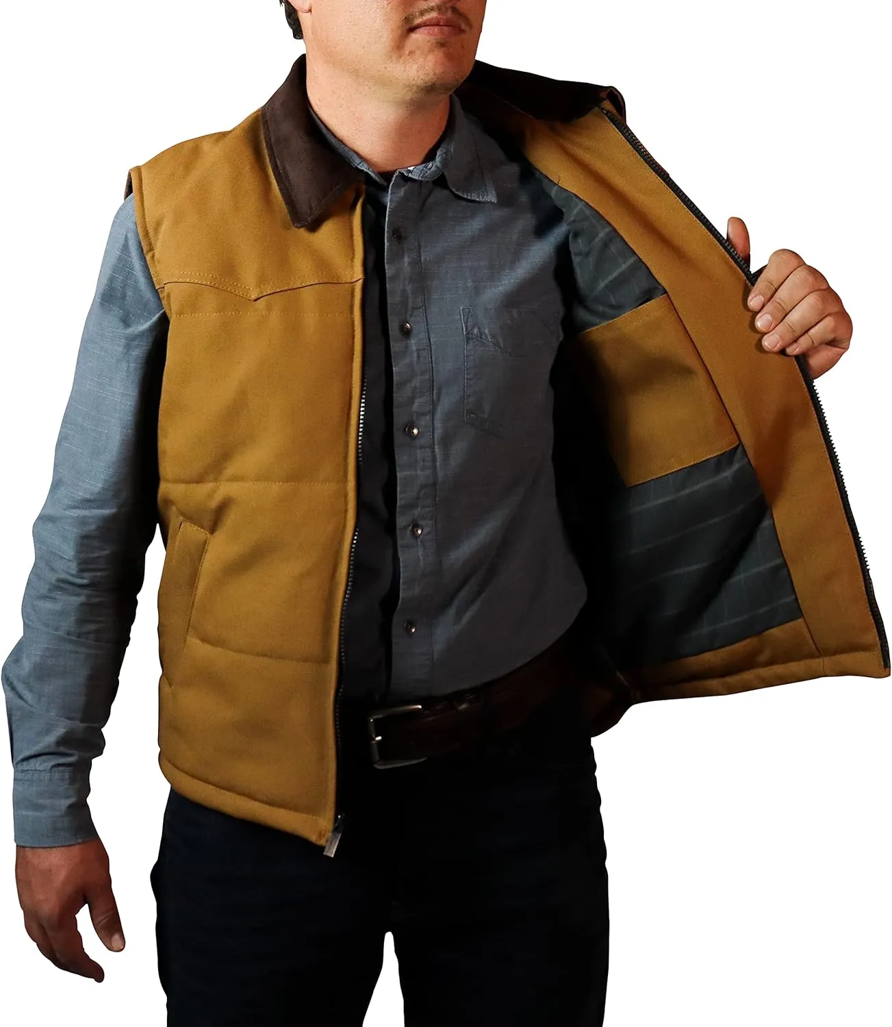 | Men's Heavy-Duty Thermal Canvas Vest for Outdoor Use