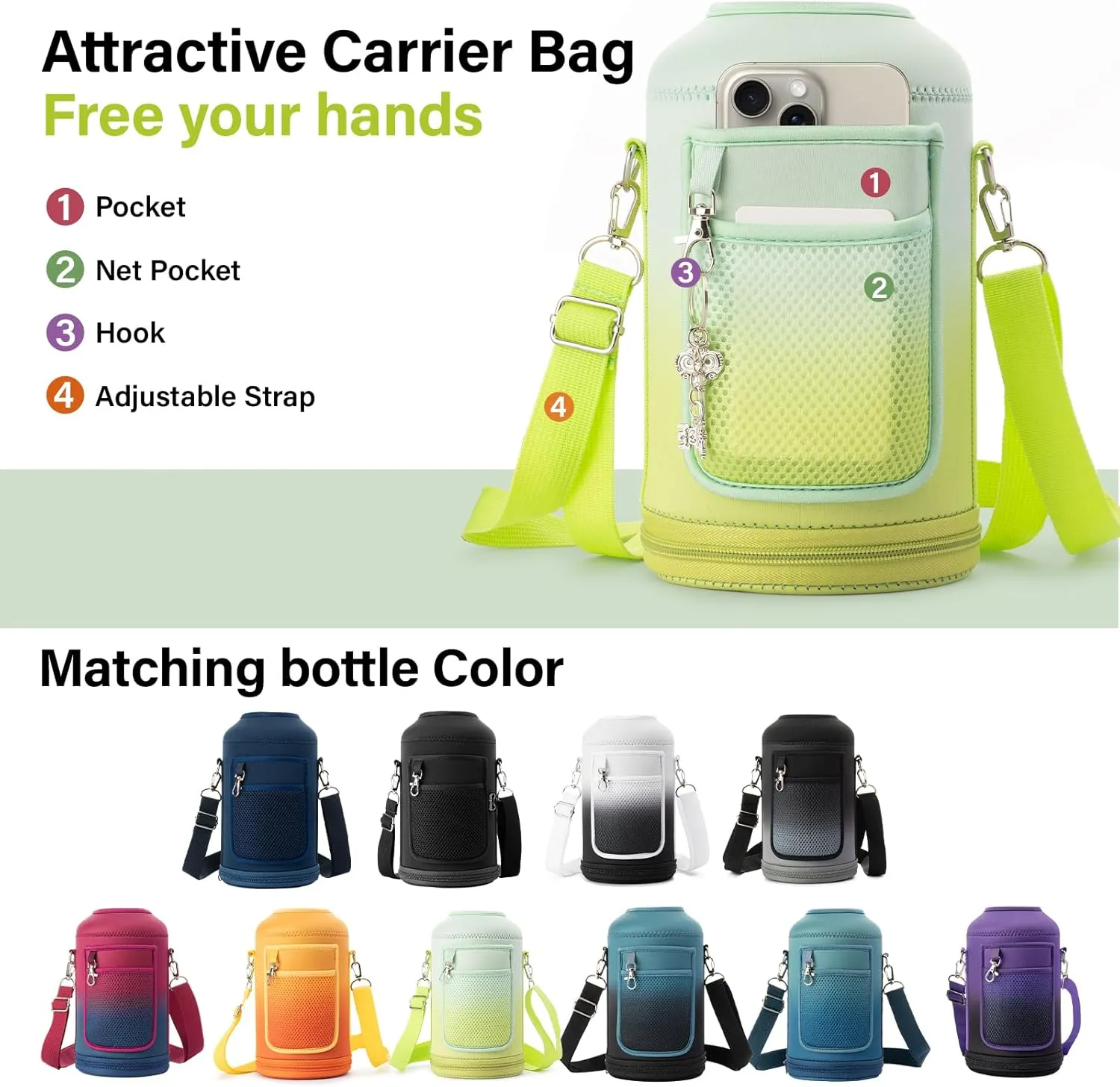 1 Gallon Water Bottle Insulated | Thickened Stainless Steel Vacuum Metal Water Jug | Portable Sports Large Thermos for Gym and Hiking with Straw, Carrier Bag, Handle Strap | BPA-Free 128 oz
