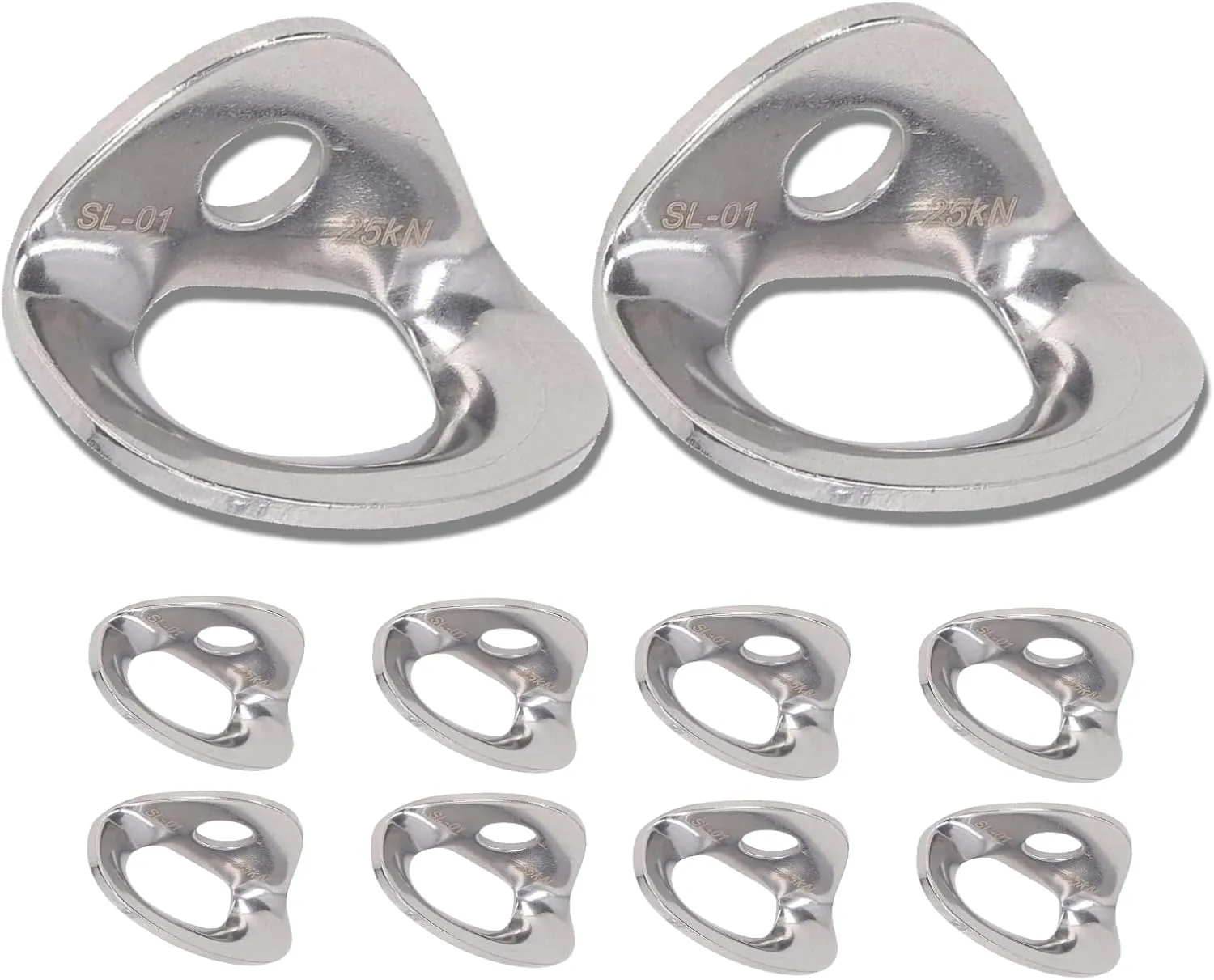 10 pcs Climbing Hanger, 25KN Stainless Steel Rock Climbing Anchors Hammock Bolt Rappelling Protection for Cave Exploration Rescue Stainless Steel Bolt Hanger Tie Down Anchor