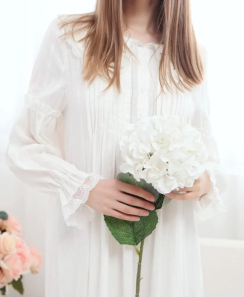 100% Cotton Victorian Princess Style Nightgown for Ladies Womens Vintage Palace Sleepwear