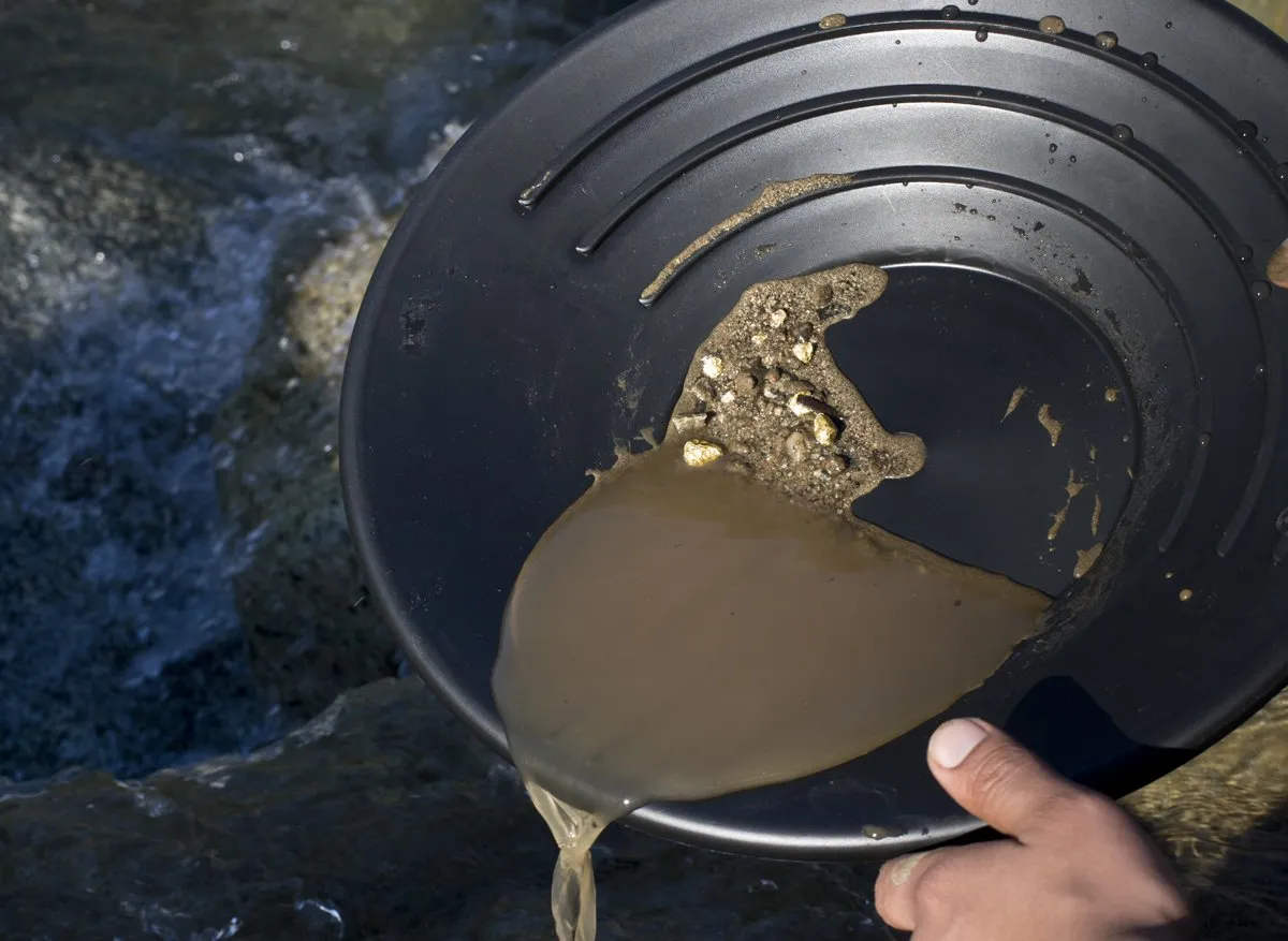 14" Gold Pan, Depth-2-5/8" 3 Ridges Water Guide