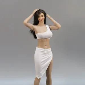 1/6 Scale Female Clothes,Female Vest Tops and Split Skirt Clothes Set for 12inch PH TBL JO Worldbox Action Figure (White)