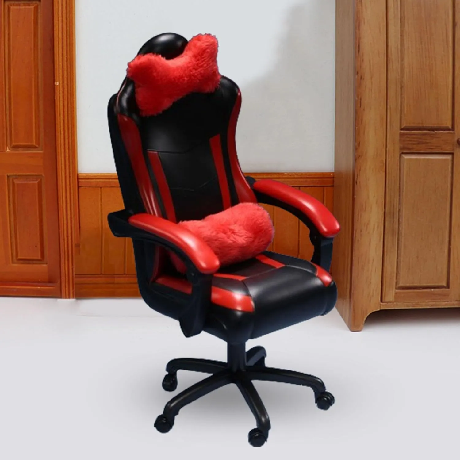 1:6 Scale Gaming Chair Model Miniature Furniture Dollhouse Accessories for 12 inch Male Collectable Action Figure, red