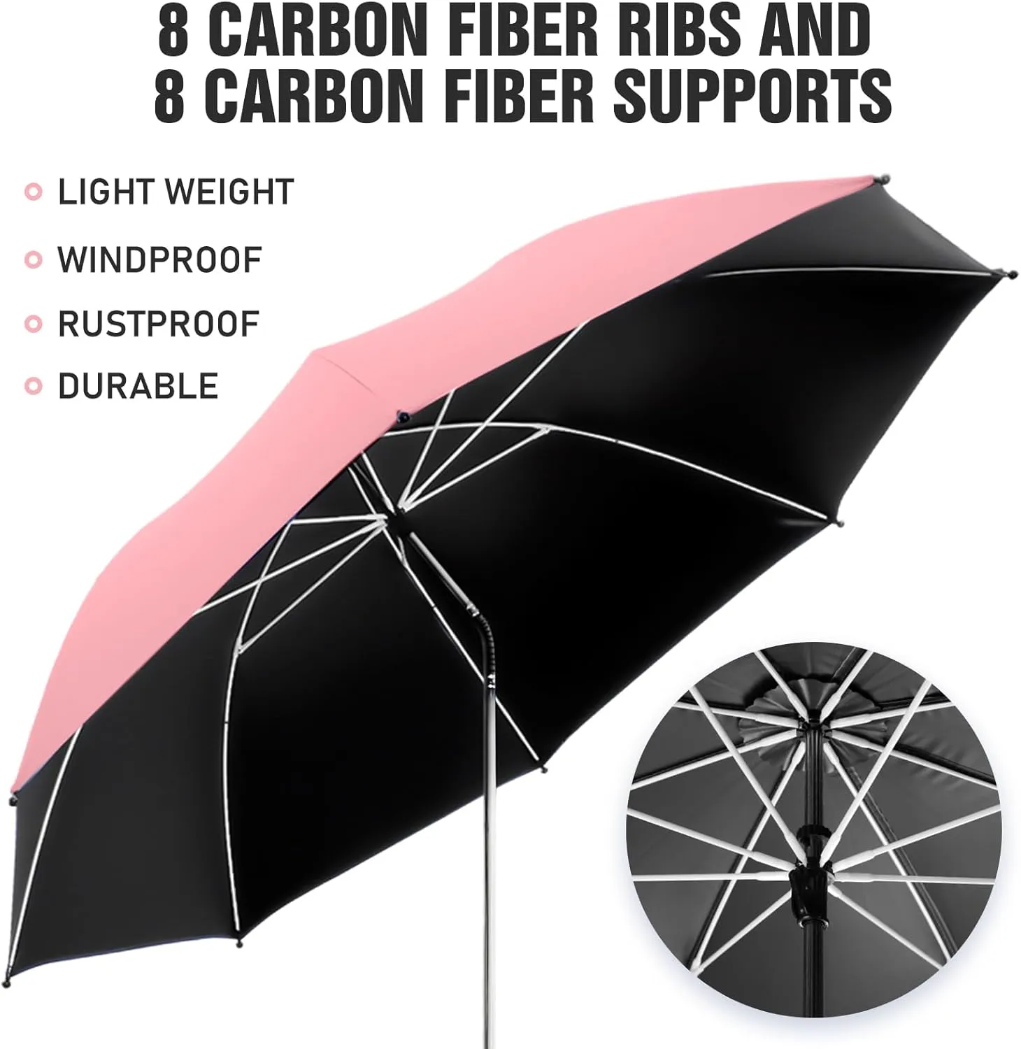 2 PACK Beach Umbrella with Clamp, 360 ° Adjustable Umbrellas for Chair, UPF50  Umbrella for Beach Chair, Patio Chair, Wheelchair, Camping Chair, Golf Carts (Chair Not Included)