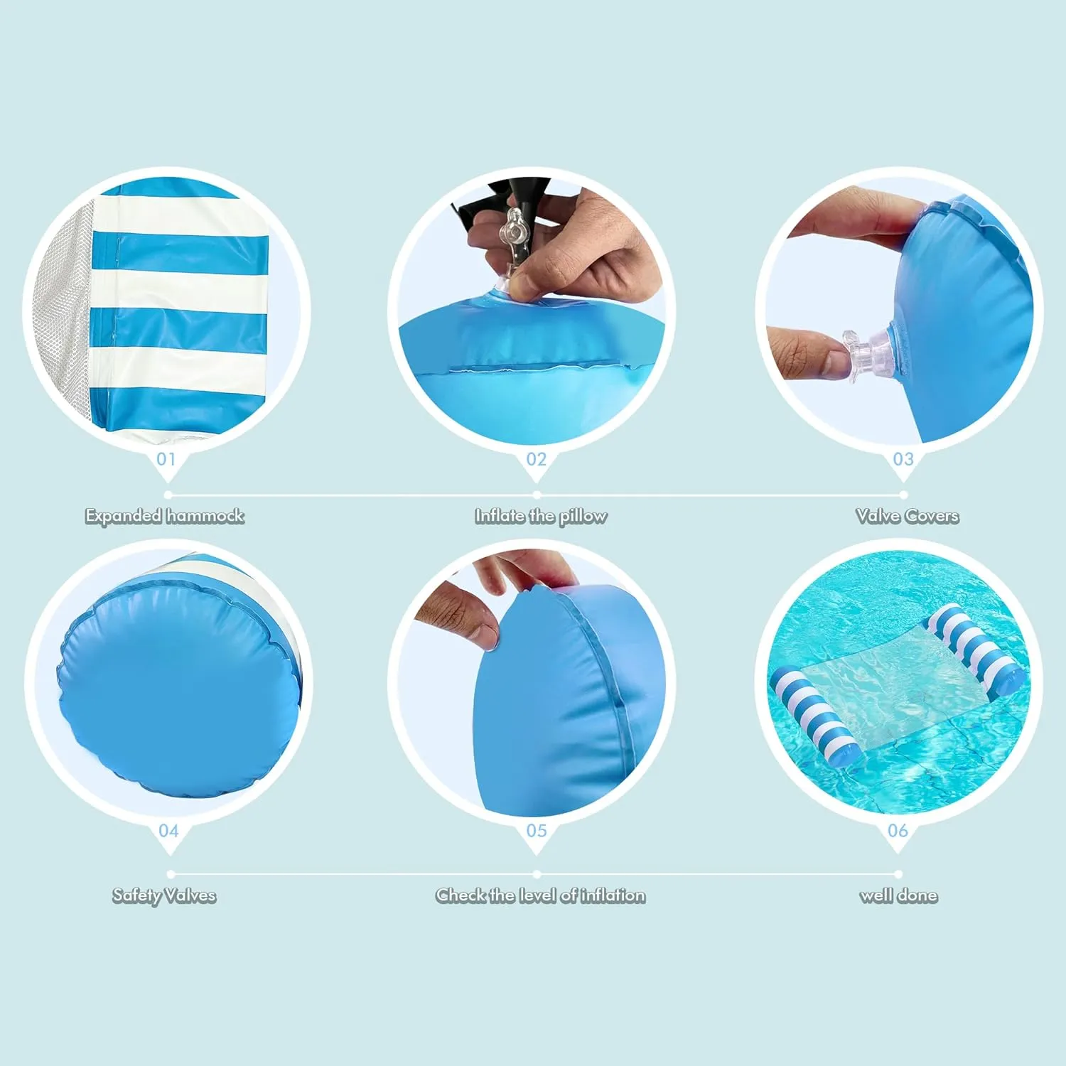 2 Pack Inflatable Pool Floats Adult, OKSUWATER 4-in-1 Water Hammock, Pool Floats for Swimming Pool Party Summer Lake Water Fun
