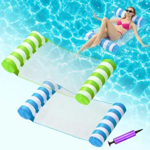 2 Pack Inflatable Pool Floats Adult, OKSUWATER 4-in-1 Water Hammock, Pool Floats for Swimming Pool Party Summer Lake Water Fun