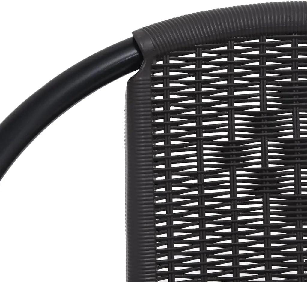 2-Pack Stackable Patio Chairs with Steel Frame and Plastic Rattan Design, Black Outdoor Chairs for Patio Furniture, Poolside, Backyard, Garden, Camping (24.4"x21.7"x29.1")