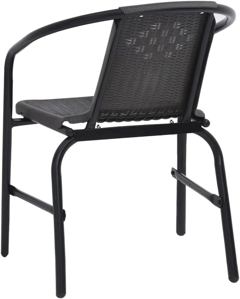 2-Pack Stackable Patio Chairs with Steel Frame and Plastic Rattan Design, Black Outdoor Chairs for Patio Furniture, Poolside, Backyard, Garden, Camping (24.4"x21.7"x29.1")