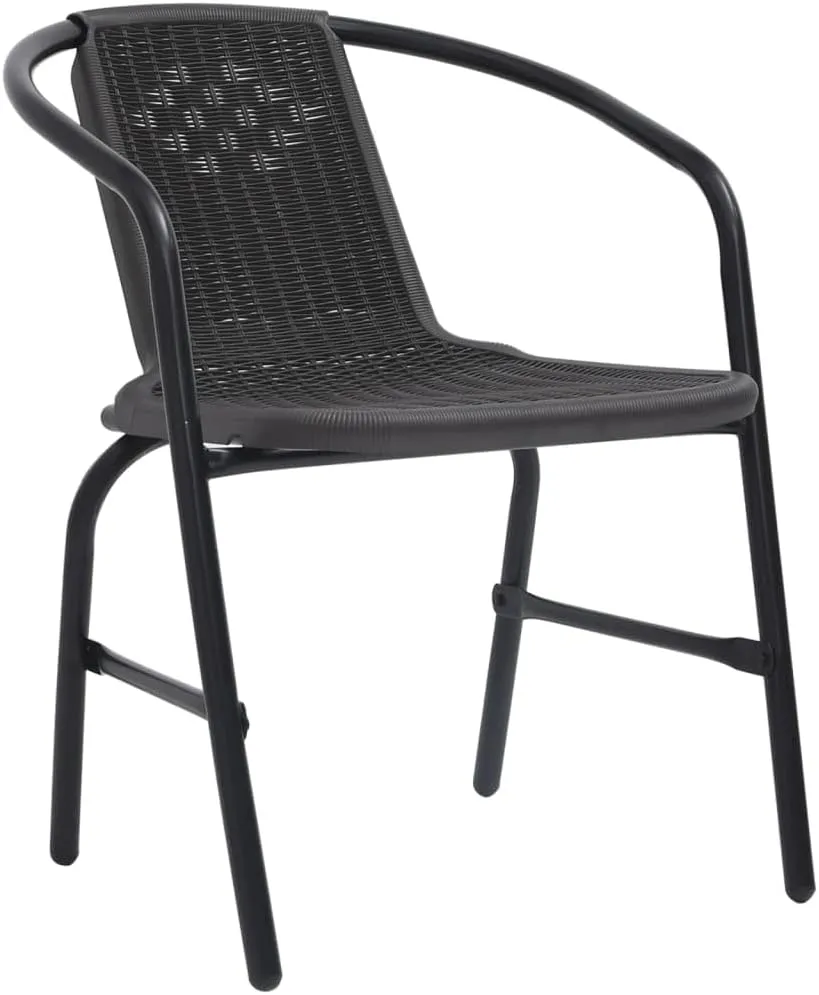 2-Pack Stackable Patio Chairs with Steel Frame and Plastic Rattan Design, Black Outdoor Chairs for Patio Furniture, Poolside, Backyard, Garden, Camping (24.4"x21.7"x29.1")