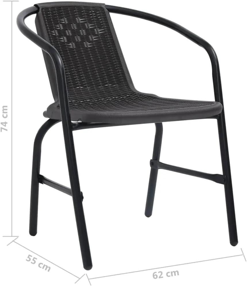2-Pack Stackable Patio Chairs with Steel Frame and Plastic Rattan Design, Black Outdoor Chairs for Patio Furniture, Poolside, Backyard, Garden, Camping (24.4"x21.7"x29.1")