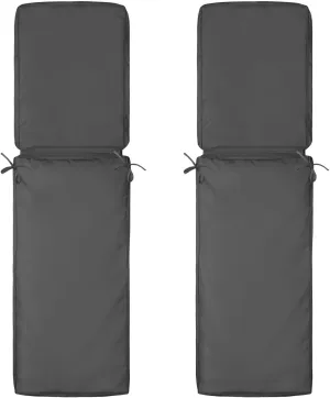 2 Pcs Outdoor Chaise Lounge Cushion Covers, 80 x 26 x 3 Inch Chair Cushion Replacement Cover, Waterproof Chaise Cushion No-Slip Cover with Zipper Ties (Not Includes Cushion)
