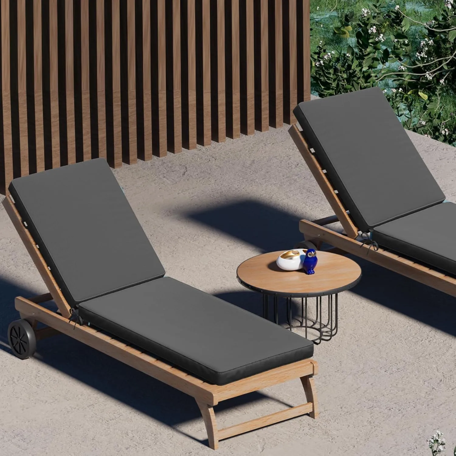2 Pcs Outdoor Chaise Lounge Cushion Covers, 80 x 26 x 3 Inch Chair Cushion Replacement Cover, Waterproof Chaise Cushion No-Slip Cover with Zipper Ties (Not Includes Cushion)
