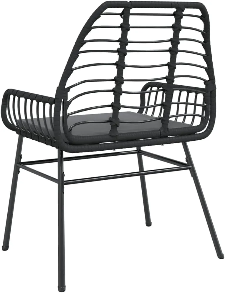 2-Piece Patio Chairs Set with Cushions Black PE Rattan Outdoor Furniture for Backyard Poolside Deck and Garden Relaxation