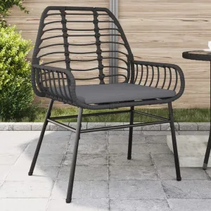 2-Piece Patio Chairs Set with Cushions Black PE Rattan Outdoor Furniture for Backyard Poolside Deck and Garden Relaxation
