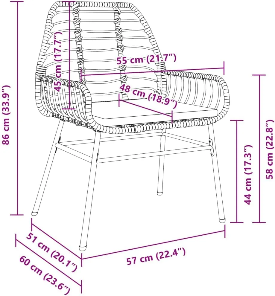 2-Piece Patio Chairs Set with Cushions Black PE Rattan Outdoor Furniture for Backyard Poolside Deck and Garden Relaxation