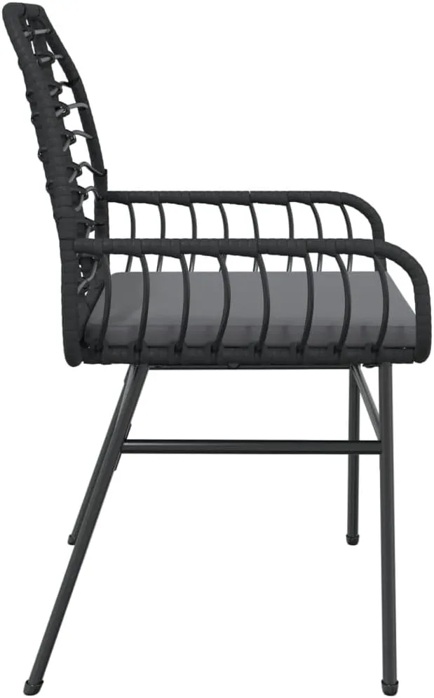 2-Piece Patio Chairs Set with Cushions Black PE Rattan Outdoor Furniture for Backyard Poolside Deck and Garden Relaxation