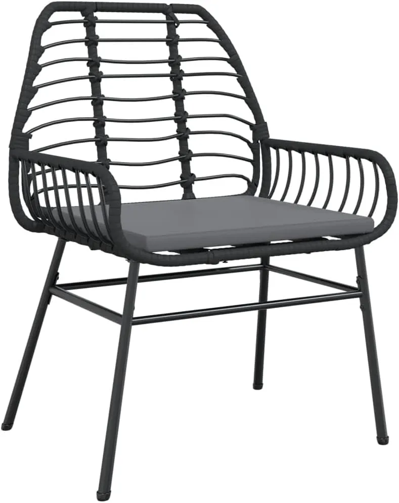 2-Piece Patio Chairs Set with Cushions Black PE Rattan Outdoor Furniture for Backyard Poolside Deck and Garden Relaxation