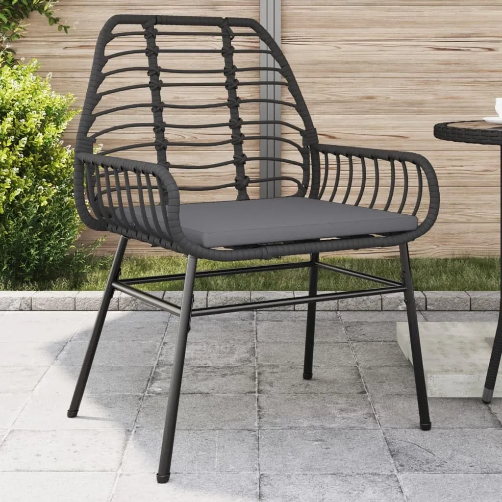2-Piece Patio Chairs Set with Cushions Black PE Rattan Outdoor Furniture for Backyard Poolside Deck and Garden Relaxation