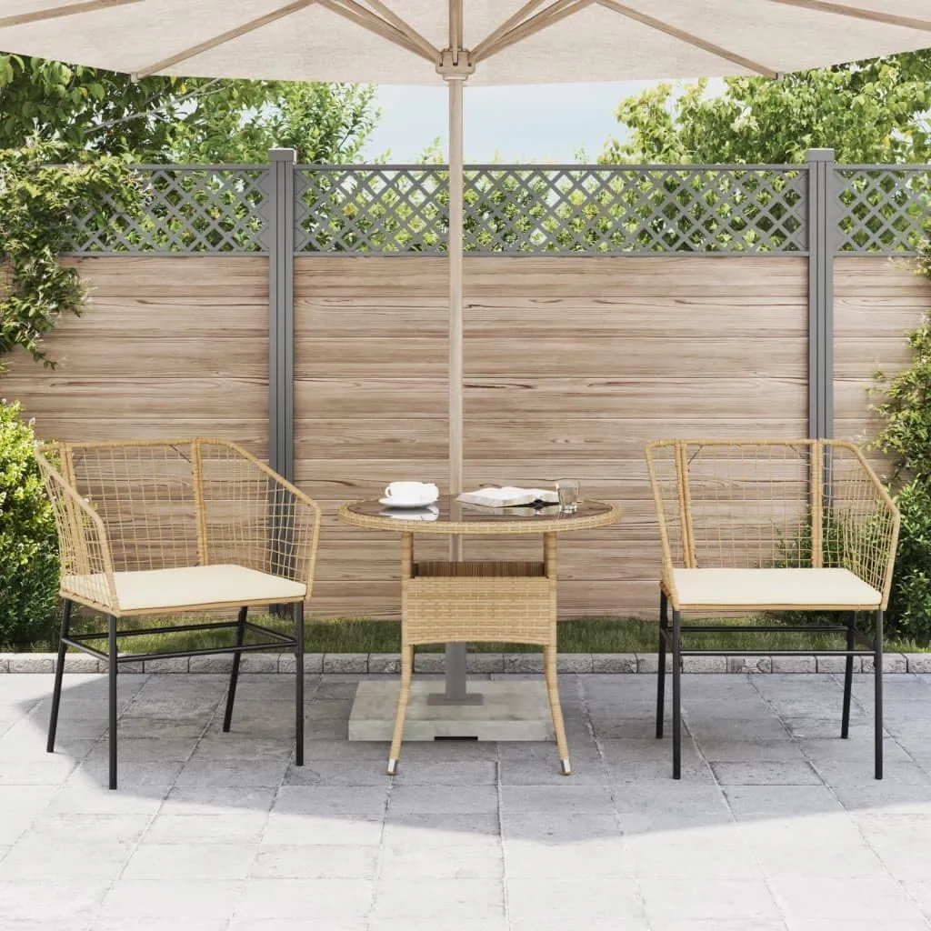2-Piece Patio Chairs Set with Cushions, Brown PE Rattan Outdoor Furniture, Lounge Chairs for Poolside, Backyard, Garden, Durable Steel Frame & Weather-Resistant Design