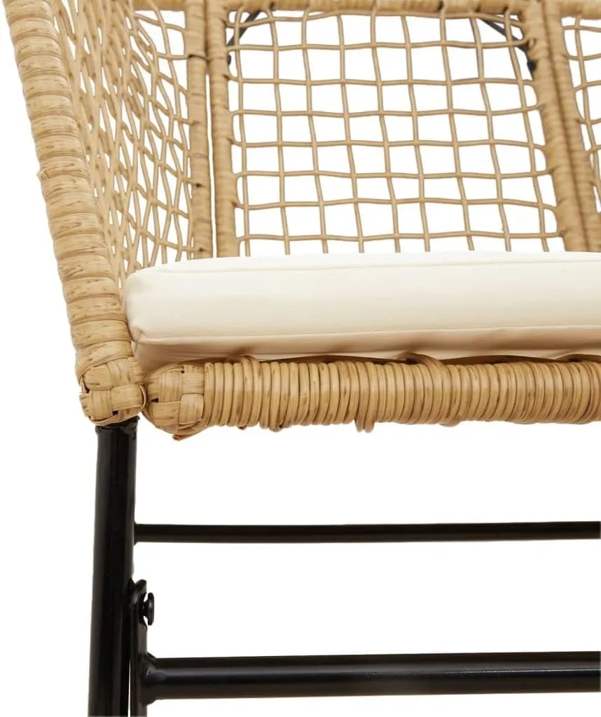 2-Piece Patio Chairs Set with Cushions, Brown PE Rattan Outdoor Furniture, Lounge Chairs for Poolside, Backyard, Garden, Durable Steel Frame & Weather-Resistant Design