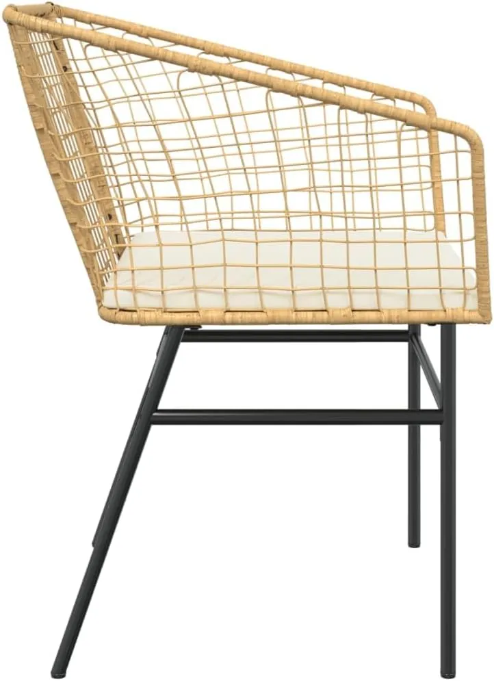 2-Piece Patio Chairs Set with Cushions, Brown PE Rattan Outdoor Furniture, Lounge Chairs for Poolside, Backyard, Garden, Durable Steel Frame & Weather-Resistant Design