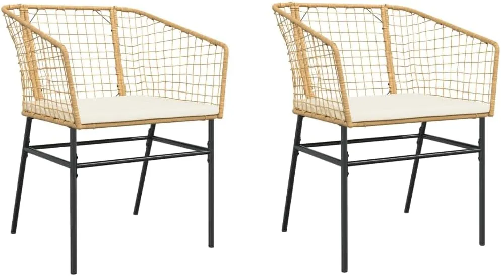 2-Piece Patio Chairs Set with Cushions, Brown PE Rattan Outdoor Furniture, Lounge Chairs for Poolside, Backyard, Garden, Durable Steel Frame & Weather-Resistant Design