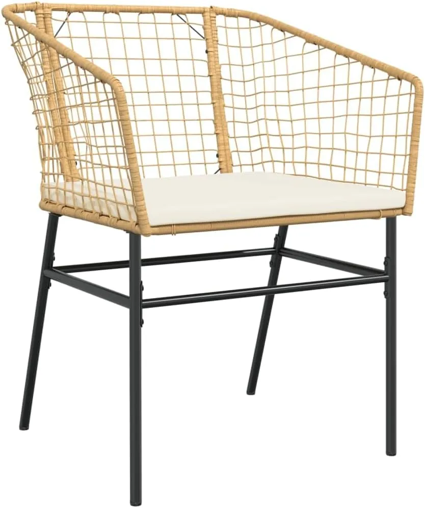 2-Piece Patio Chairs Set with Cushions, Brown PE Rattan Outdoor Furniture, Lounge Chairs for Poolside, Backyard, Garden, Durable Steel Frame & Weather-Resistant Design