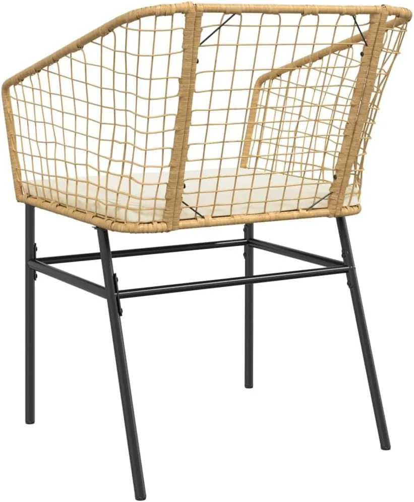 2-Piece Patio Chairs Set with Cushions, Brown PE Rattan Outdoor Furniture, Lounge Chairs for Poolside, Backyard, Garden, Durable Steel Frame & Weather-Resistant Design