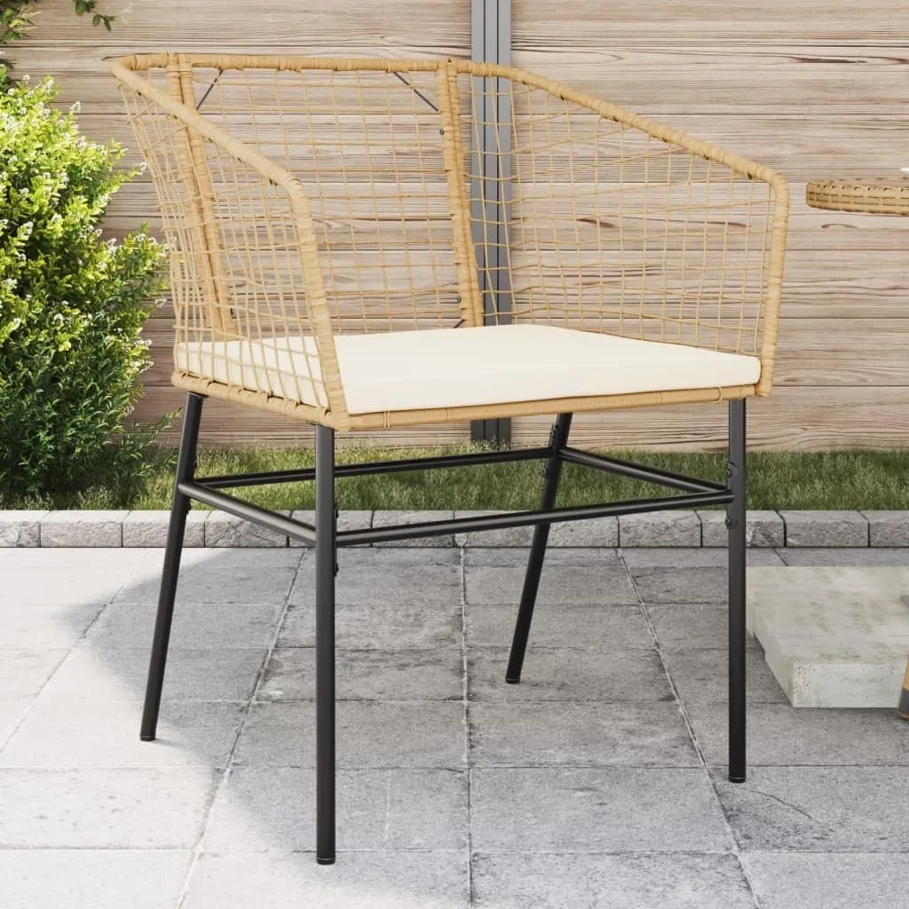 2-Piece Patio Chairs Set with Cushions, Brown PE Rattan Outdoor Furniture, Lounge Chairs for Poolside, Backyard, Garden, Durable Steel Frame & Weather-Resistant Design
