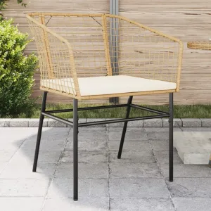 2-Piece Patio Chairs Set with Cushions, Brown PE Rattan Outdoor Furniture, Lounge Chairs for Poolside, Backyard, Garden, Durable Steel Frame & Weather-Resistant Design