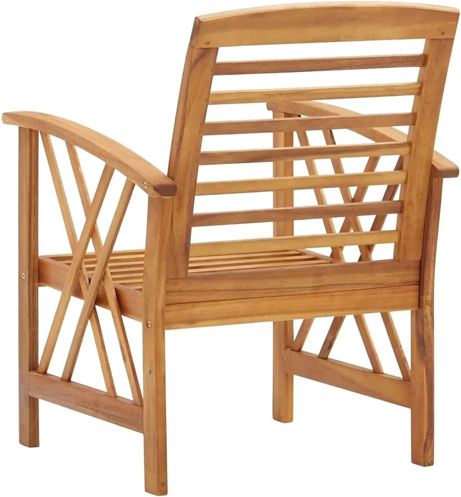 2-Piece Solid Acacia Wood Patio Chairs Set Outdoor Furniture for Garden, Terrace, Poolside with Slatted Design & Oil Finish (23.2"x26.4"x32.7")