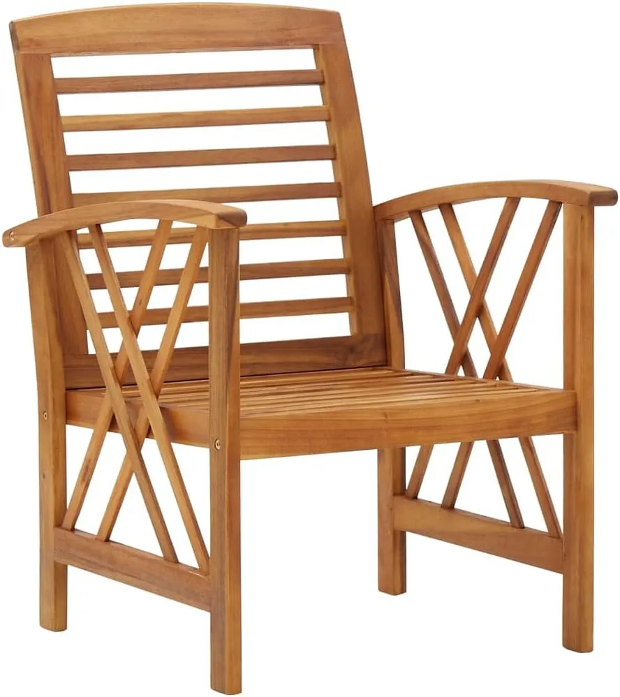 2-Piece Solid Acacia Wood Patio Chairs Set Outdoor Furniture for Garden, Terrace, Poolside with Slatted Design & Oil Finish (23.2"x26.4"x32.7")