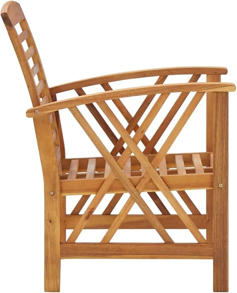 2-Piece Solid Acacia Wood Patio Chairs Set Outdoor Furniture for Garden, Terrace, Poolside with Slatted Design & Oil Finish (23.2"x26.4"x32.7")