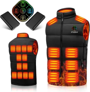 21 Heated Zones Heated Vest, with 40000mAH 7.4V Battery Pack Heated Vest for Men & Women, 5 in 1 Smart Controller