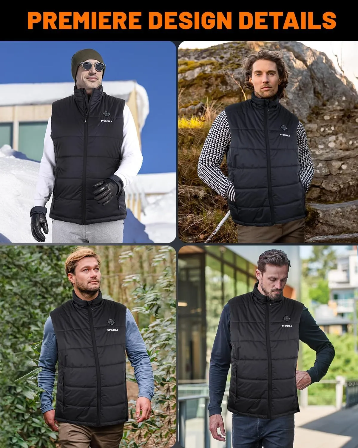 21 Heated Zones Heated Vest, with 40000mAH 7.4V Battery Pack Heated Vest for Men & Women, 5 in 1 Smart Controller