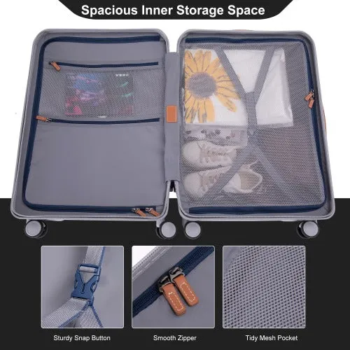24" Luggage Lightweight Suitcase TSA Lock USB port BLACK