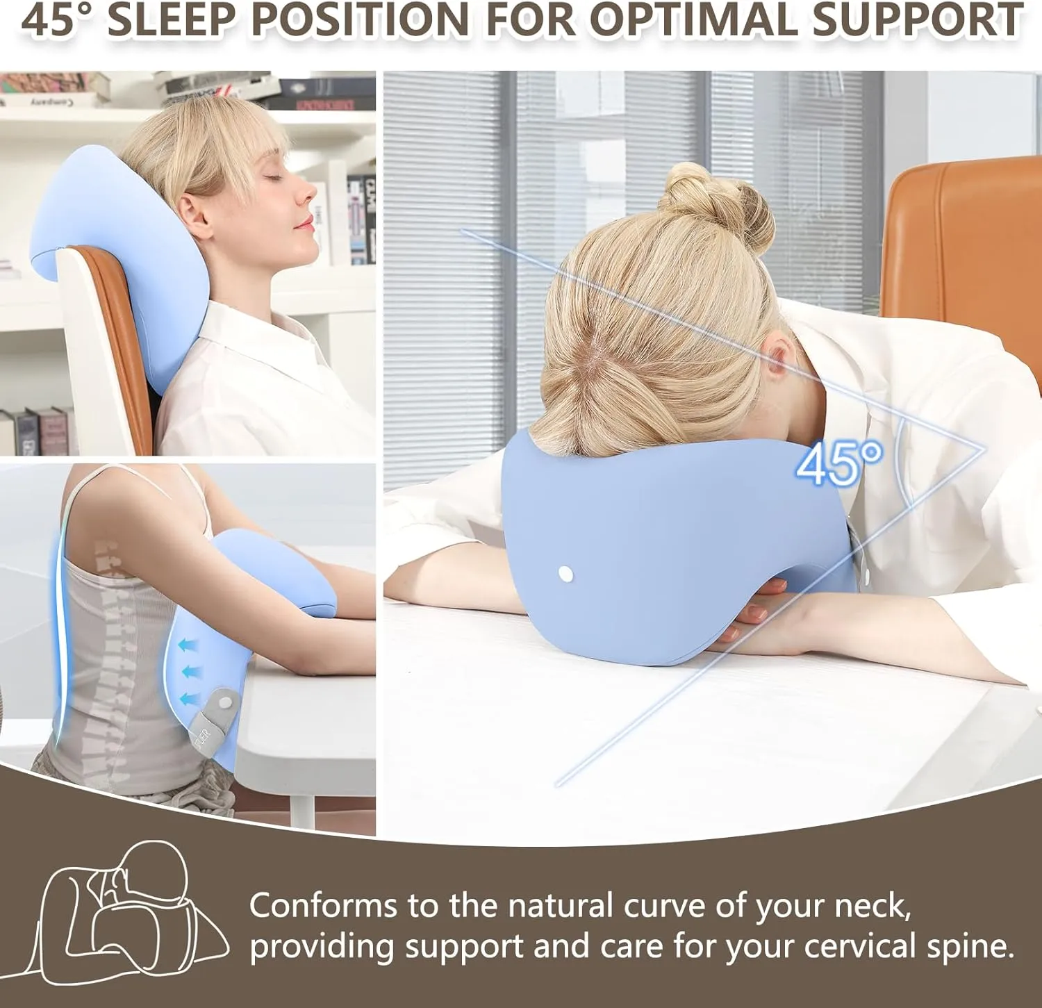 2in1 Ergonomic Memory Foam Travel Neck Pillow – Travel Pillow for All Sleep Positions on Flights, Road Trips, and Long Distance Travel with Drawstring Bag (Adjustable - Blue)