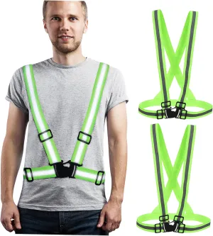 2pcs Reflective Running Vest High Visibility Gear for Night Walking Cycling and Outdoor Activities Lightweight Comfortable Sports Vests Shoulder Straps