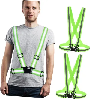2pcs Reflective Running Vest High Visibility Safety Gear Nighttime Walking Vest Shoulder Straps