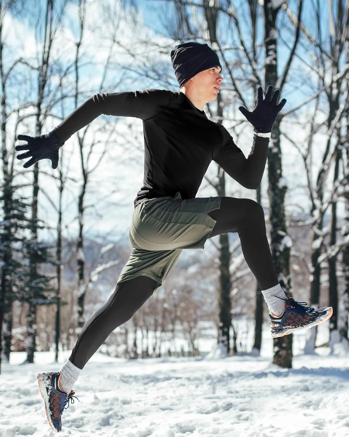 3 Set Winter Thermal Underwear for Men Cold Weather Fleece Lined Top Bottom for Hunting Gear Sport