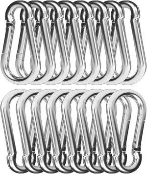 30PCS 3" Heavy Duty Spring Snap Hook, M8 5/16" Galvanized Steel Snap Hook Carabiner Quick Link Carabiner Clip, 500LBS Holding Capacity Quick Link Keychain for Swing Hammock Gym Outdoor