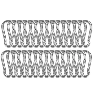 30PCS Heavy Duty Spring Snap Hook, M8 Spring Snap Hook Carabiner 3.15" Galvanized Steel Snap Hook Carabiner Quick Link Carabiner Clip, Keychain for Swing Hammock Gym Outdoor 500LBS Capacity