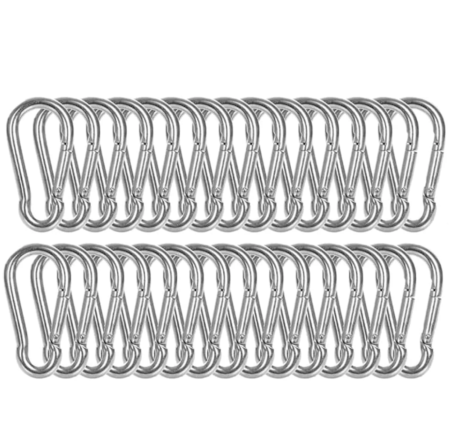 30PCS Heavy Duty Spring Snap Hook, M8 Spring Snap Hook Carabiner 3.15" Galvanized Steel Snap Hook Carabiner Quick Link Carabiner Clip, Keychain for Swing Hammock Gym Outdoor 500LBS Capacity