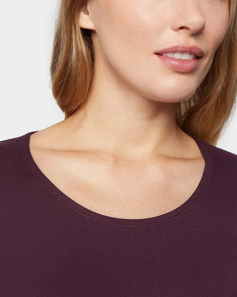 32 DEGREES Heat Womens Lightweight Thermal Baselayer Long Sleeve Scoop Top, Eggplant