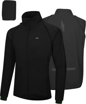 33,000ft Men's Cycling Jacket Long Sleeve, Waterproof Running Bike Vest Outerwear Reflective Windproof Sleeveless Jacket