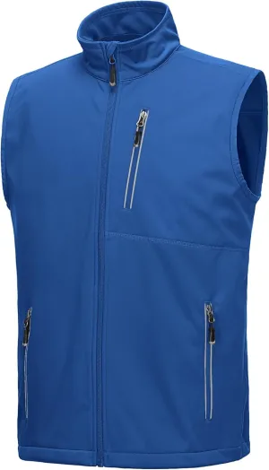 33,000ft Men's Windproof Lightweight Golf Vest Outerwear with Pockets, Softshell Sleeveless Jacket for Running Hiking Sports
