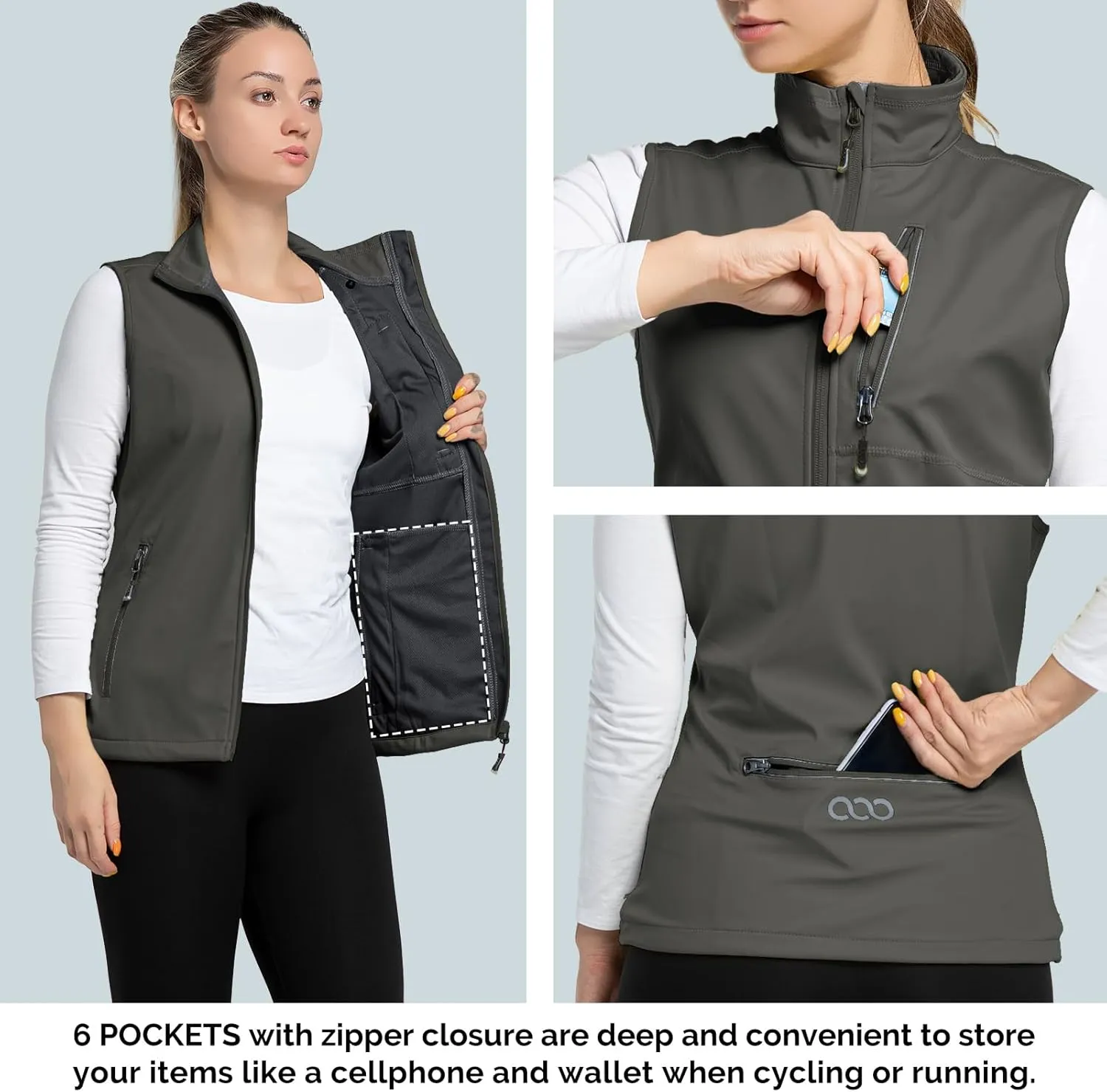 33,000ft Women's Lightweight Running Vest Outerwear with Pockets, Windproof Sleeveless Jacket for Golf Hiking Travel