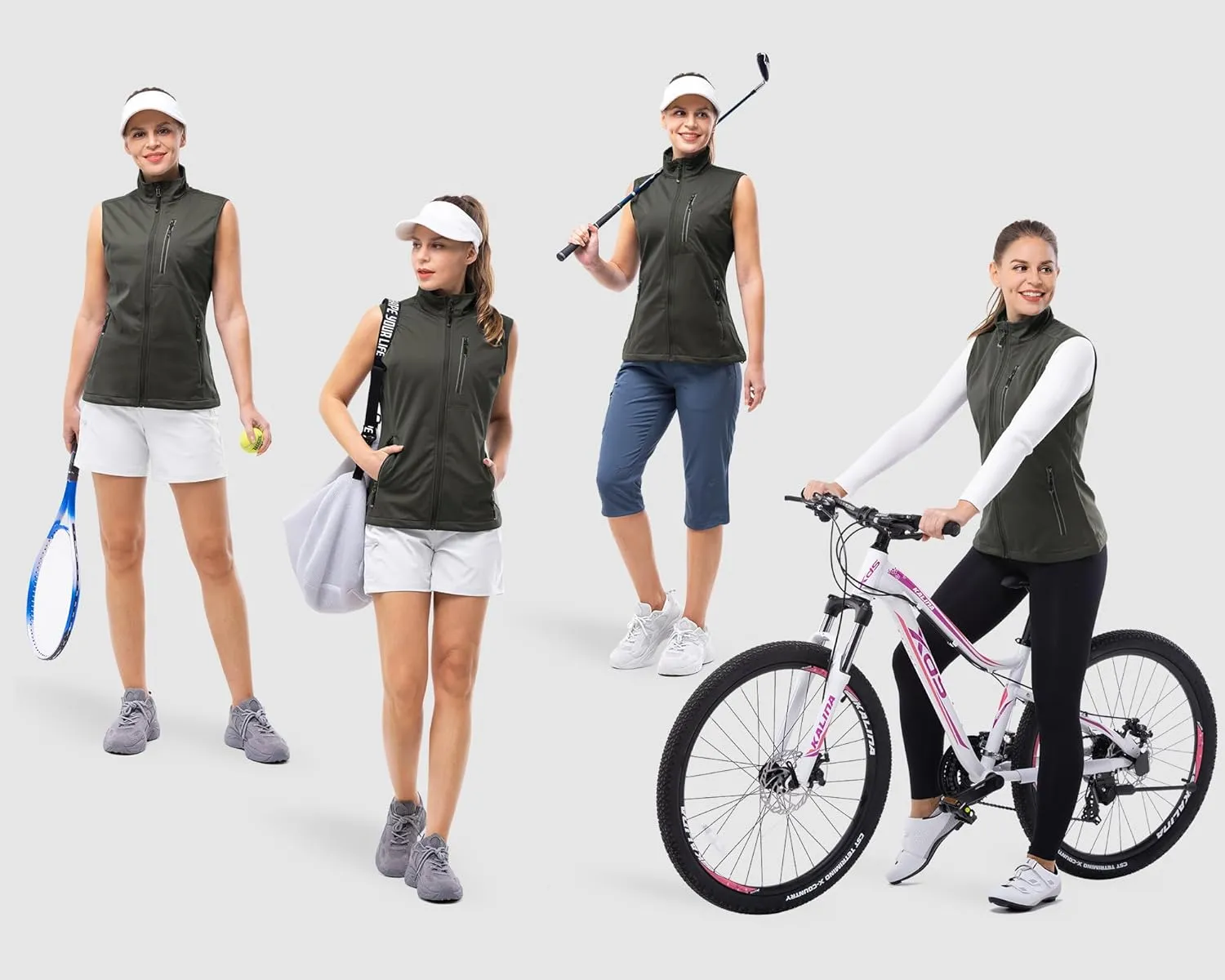 33,000ft Women's Lightweight Running Vest Outerwear with Pockets, Windproof Sleeveless Jacket for Golf Hiking Travel