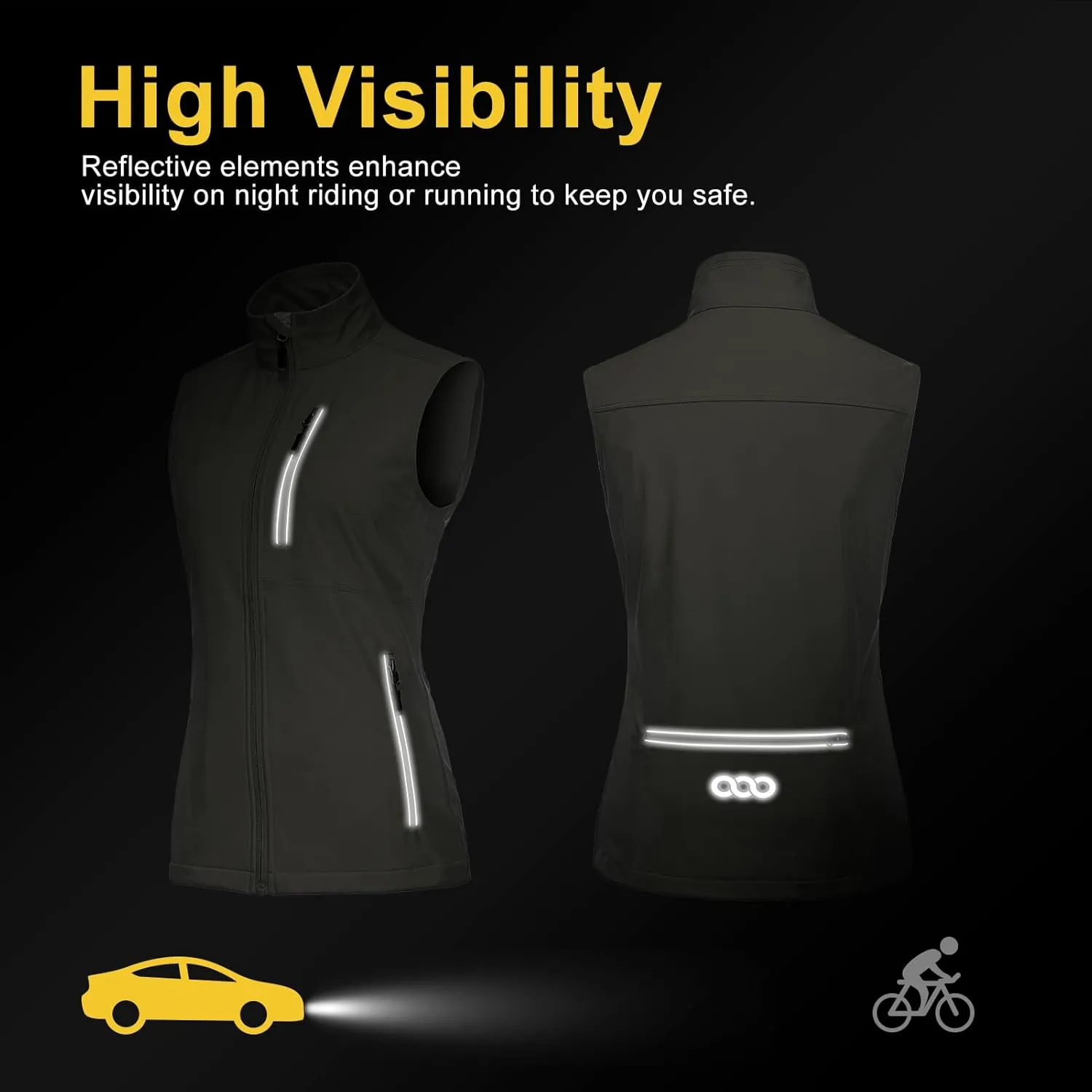 33,000ft Women's Lightweight Running Vest Outerwear with Pockets, Windproof Sleeveless Jacket for Golf Hiking Travel